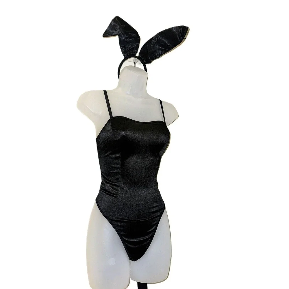 New FULL SET Small Black Bunny Halloween Costume Fishnet Tights Ears Headband